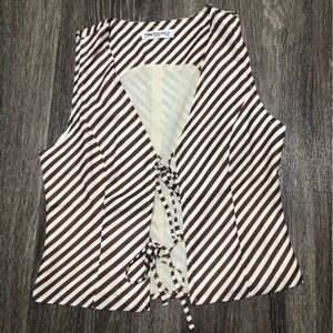Princess Polly Brown Striped Tie-Front Vest Waistcoat - Size US 4